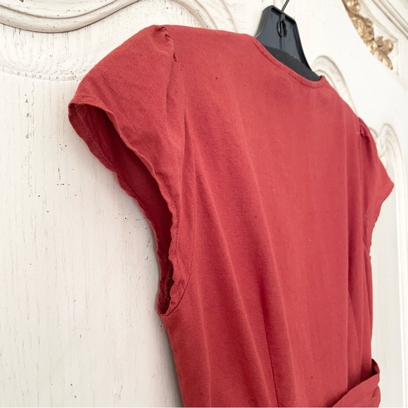 Zara Terracotta Embroidered Button Front Midi Dress - Picture 8 of 15